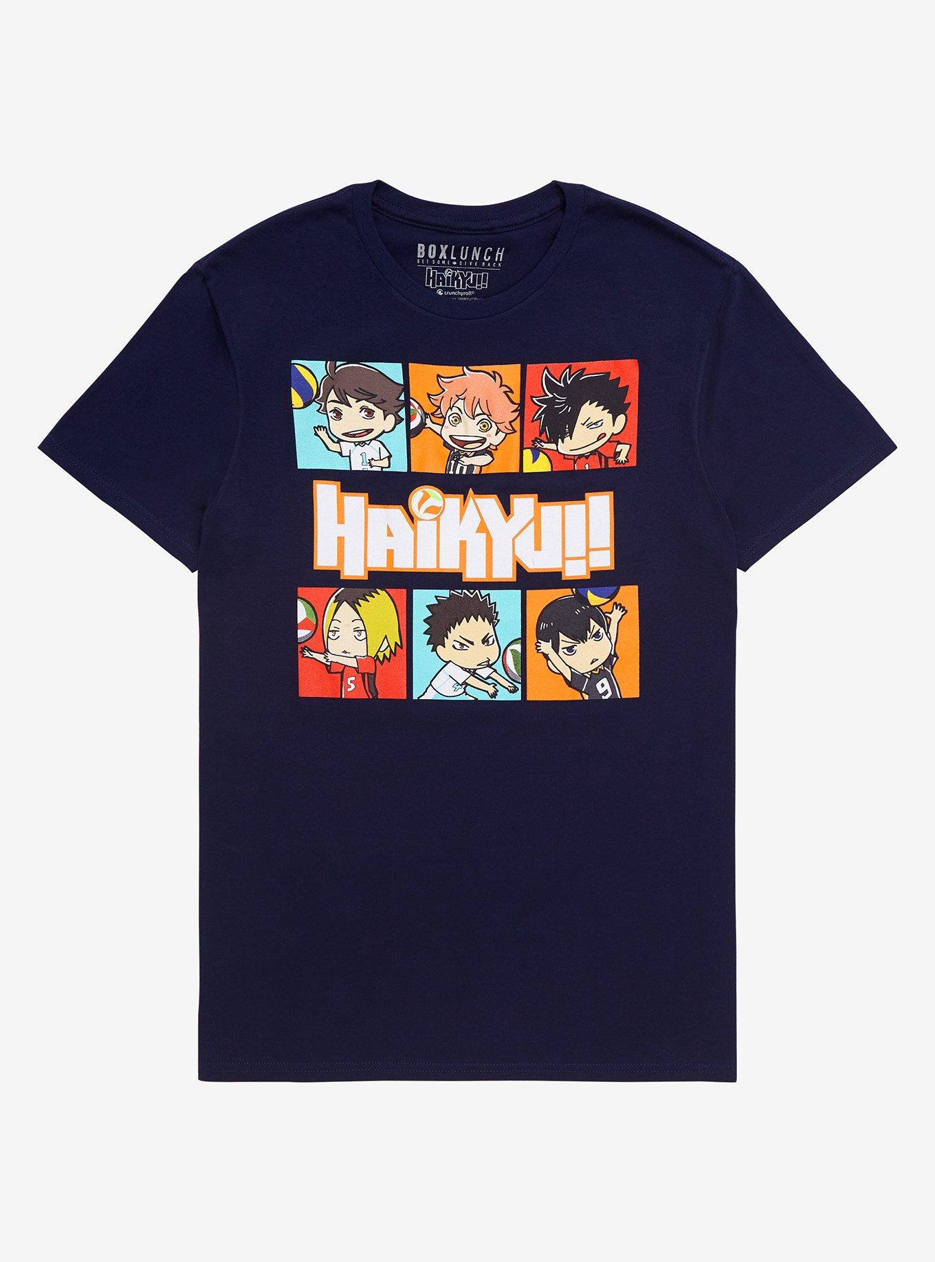Haikyu!! Chibi Volleyball Players Character Panel T-Shirt - BoxLunch Exclusive, NAVY, hi-res