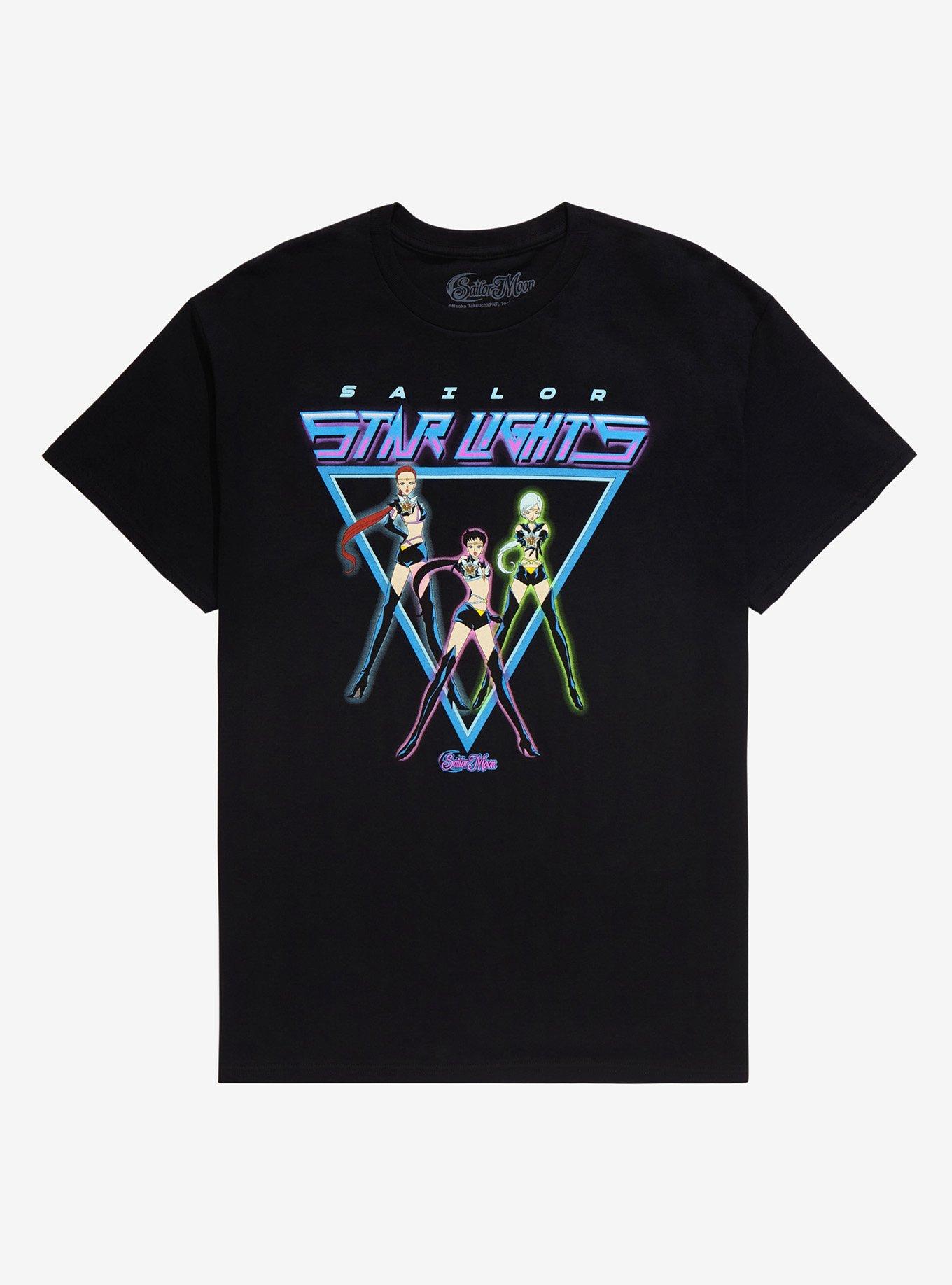 Sailor Moon Sailor Starlights Neon Portrait T-Shirt - BoxLunch Exclusive , BLACK, hi-res