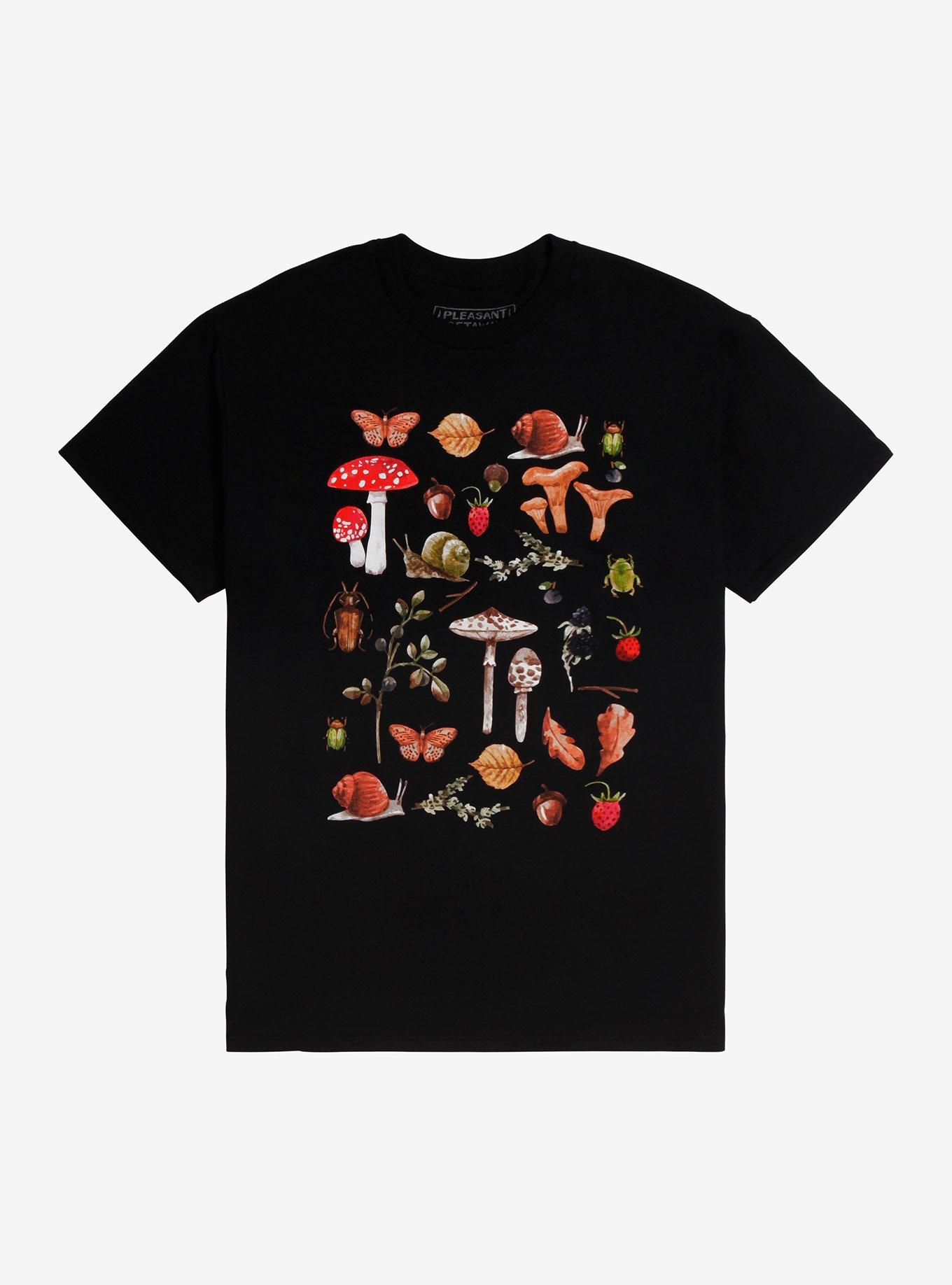 Snail & Mushroom T-Shirt, BLACK, hi-res