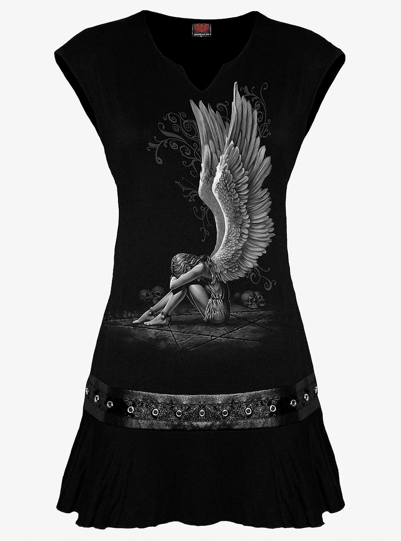 Fallen Angel Studded Sleeveless Dress, BLACK, hi-res