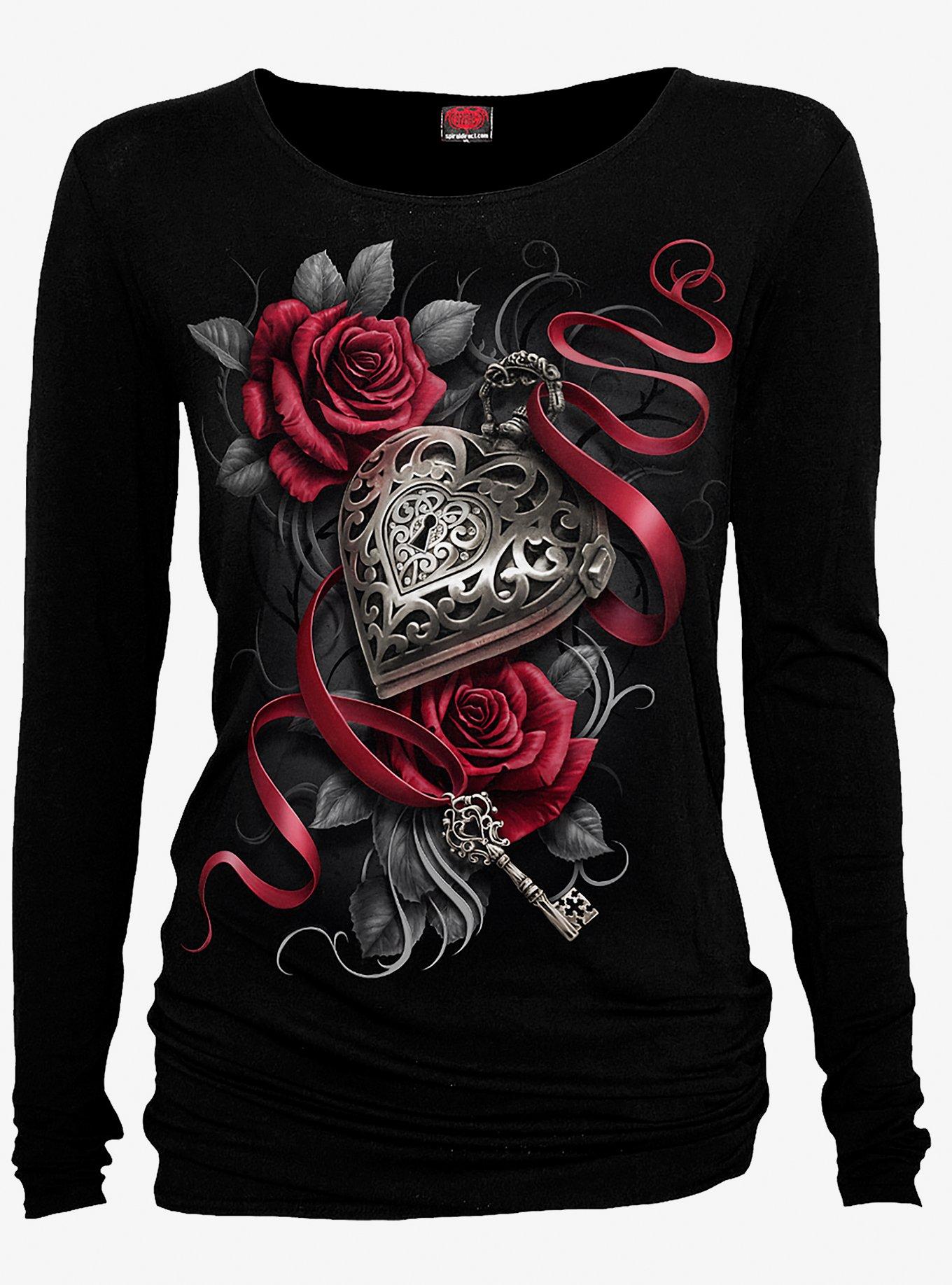 Heart Locket Longsleeve T-Shirt, BLACK, hi-res