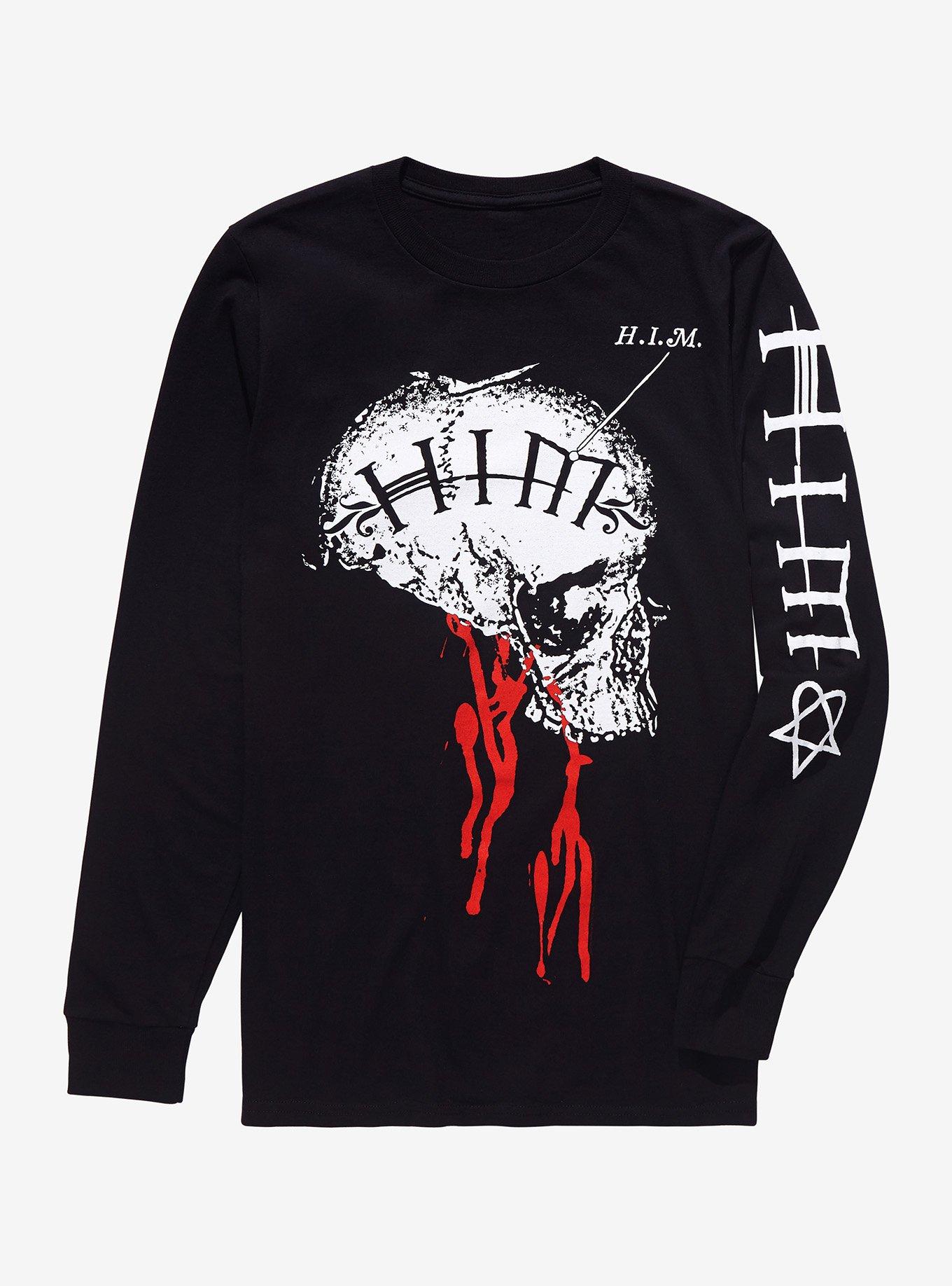 HIM Bleeding Skull Long-Sleeve T-Shirt, BLACK, hi-res