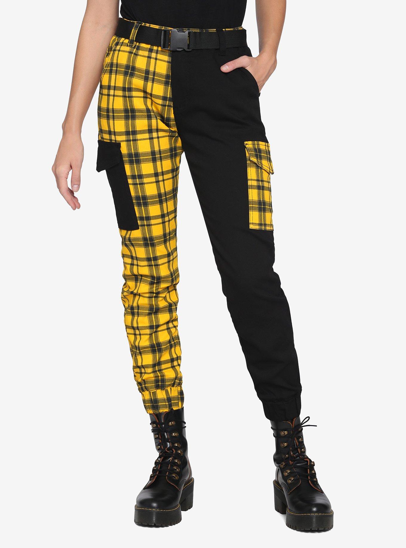 plaid yellow and black pants