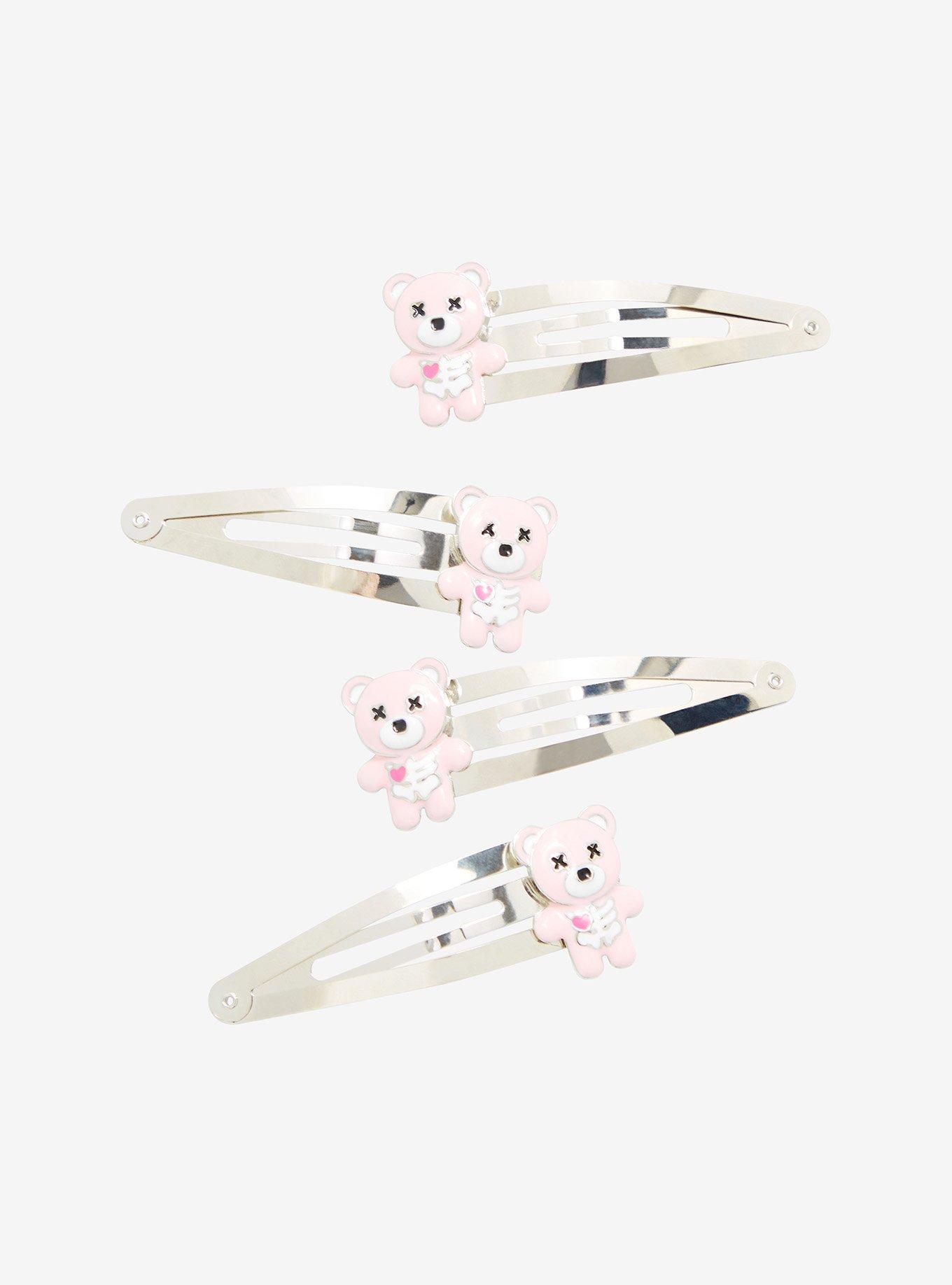 Pink Dead Teddy Bear Hair Clip Set, , hi-res