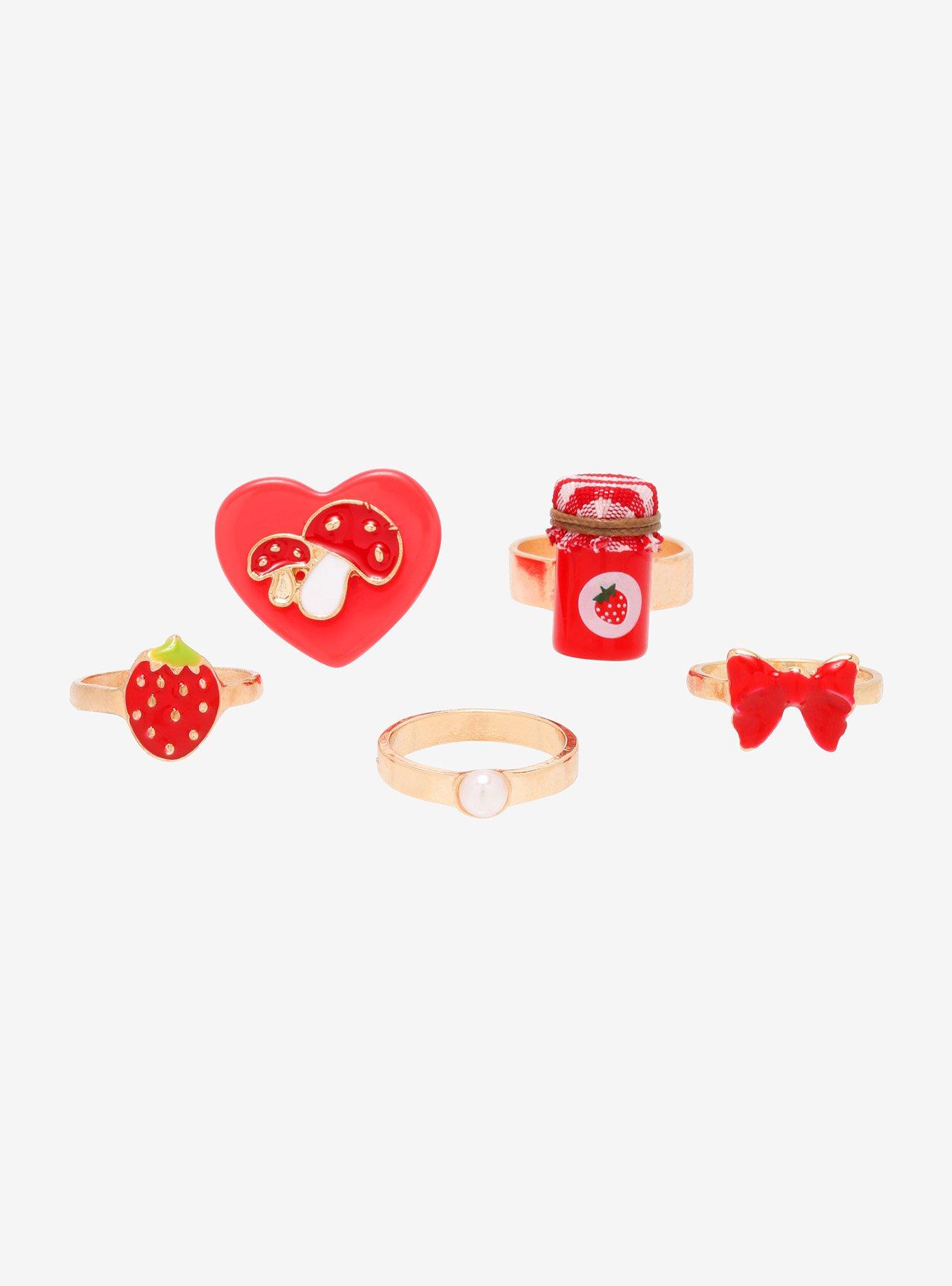 Strawberry Chunky Ring Set, , hi-res