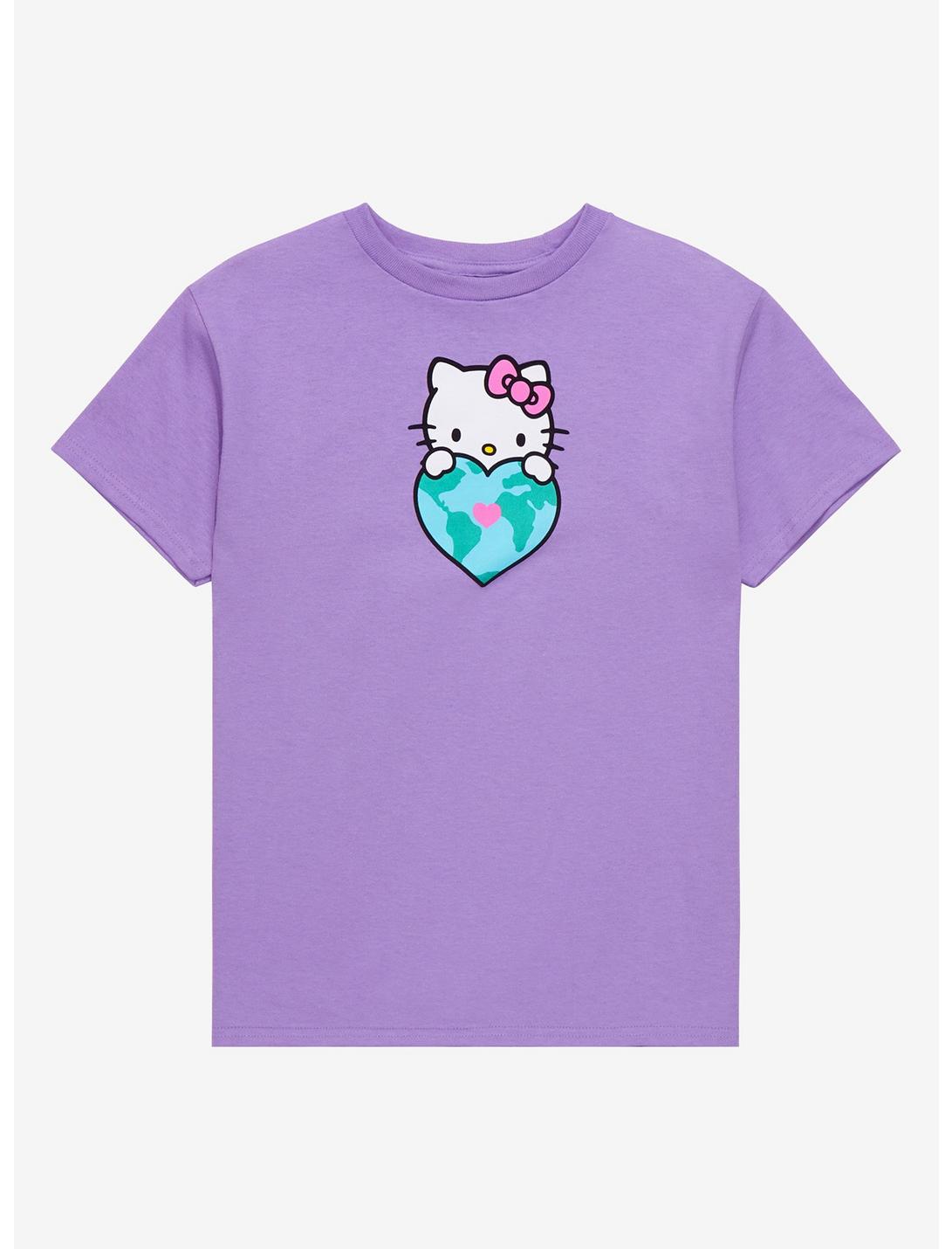 Sanrio Hello Kitty Heart Globe Youth T-Shirt - BoxLunch Exclusive, LIGHT PURPLE, hi-res