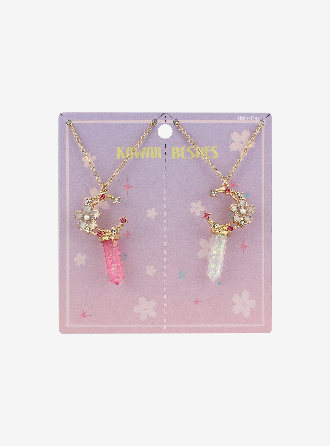 Crystal Sakura Moon Best Friend Necklace Set | Hot Topic