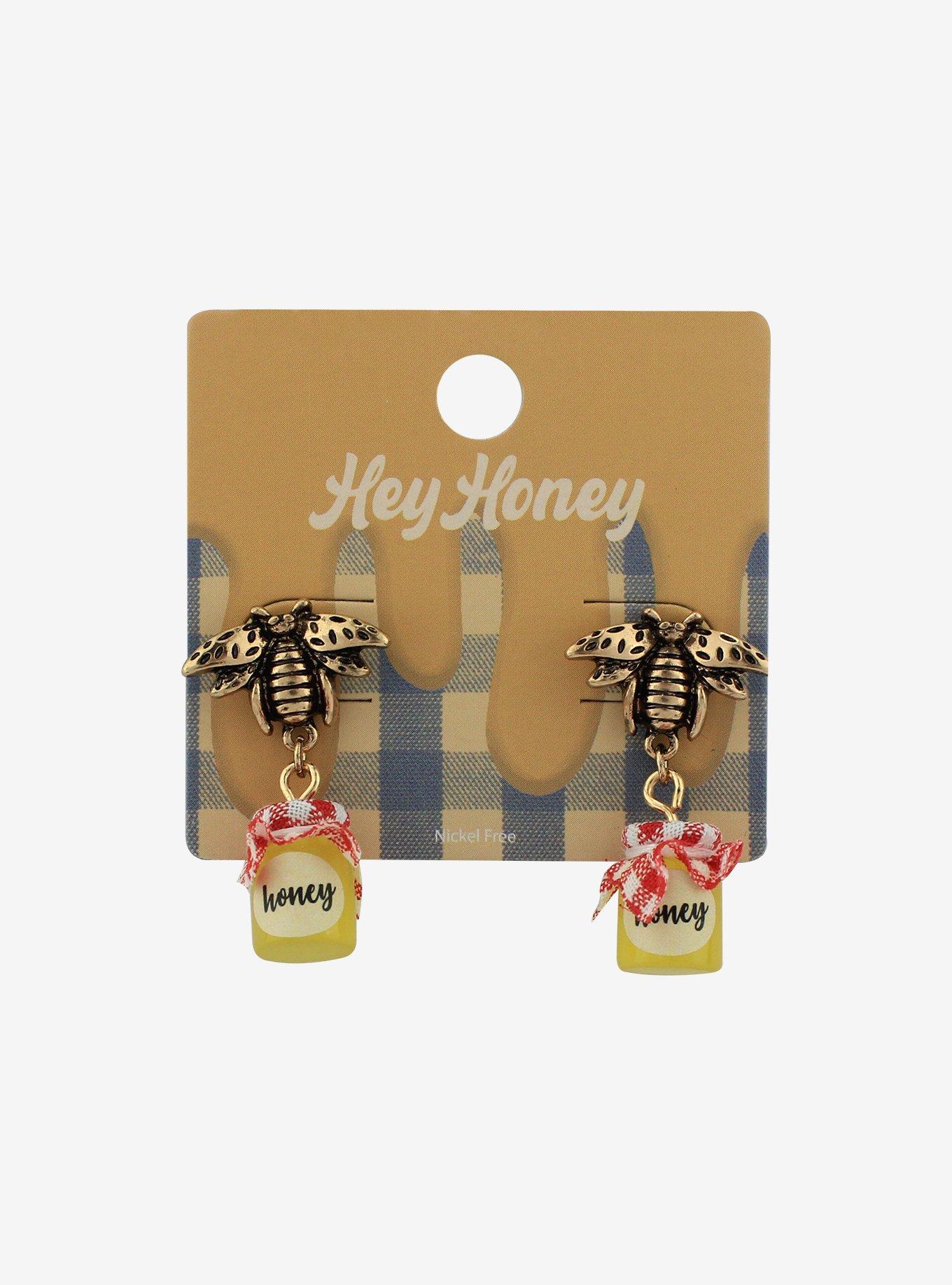Bumble Bee & Honey Jar Drop Earrings, , hi-res