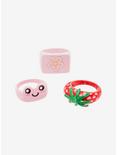 Pink Frog & Strawberry Chunky Ring Set, , hi-res