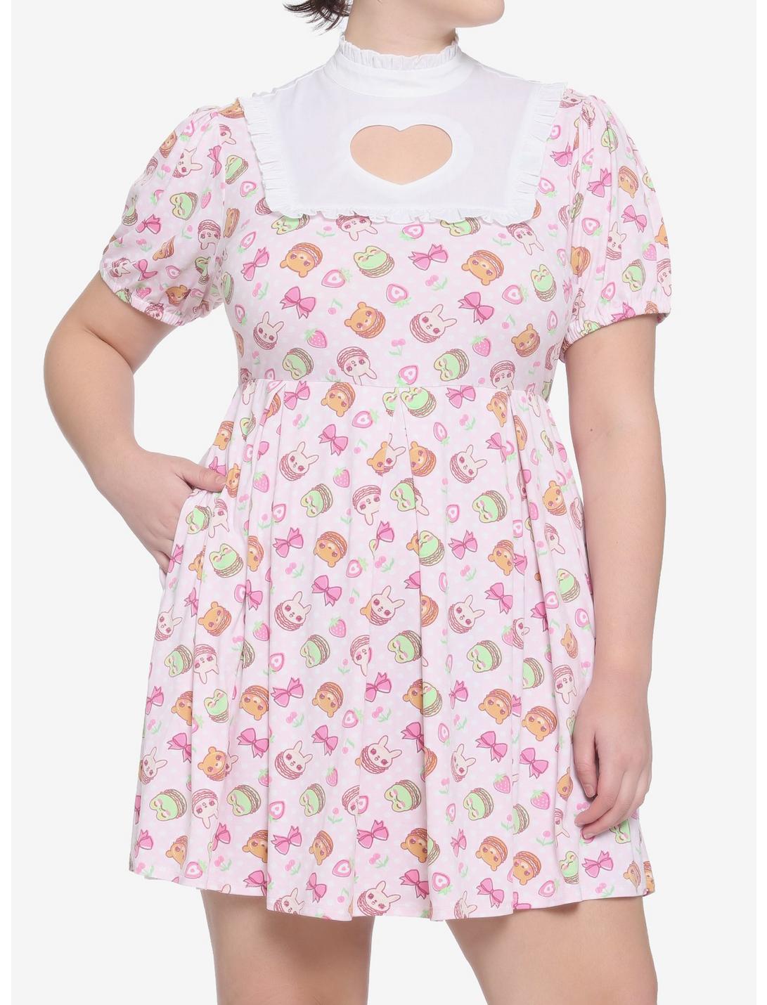 Kawaii Macaron Pleated Dress Plus Size, MULTI, hi-res