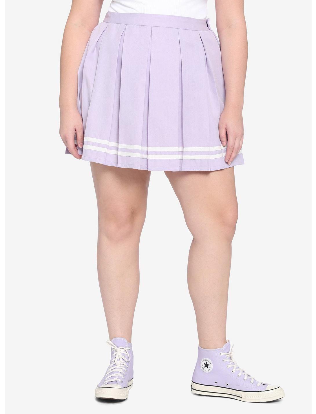 Lavender Pleated Cheer Skirt Plus Size, LAVENDER, hi-res