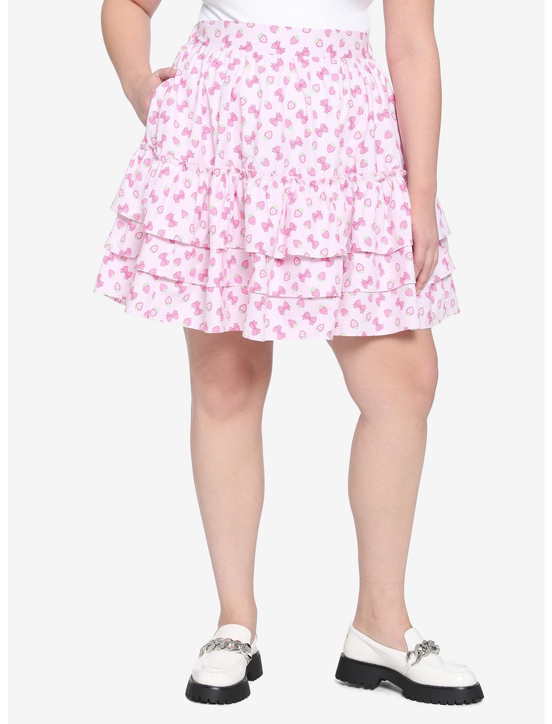 Strawberry & Bows Petticoat Skirt Plus Size, PINK, hi-res