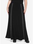 Black Hook-And-Eye Maxi Skirt Plus Size, BLACK, hi-res