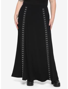 Black Hook-And-Eye Maxi Skirt Plus Size, , hi-res