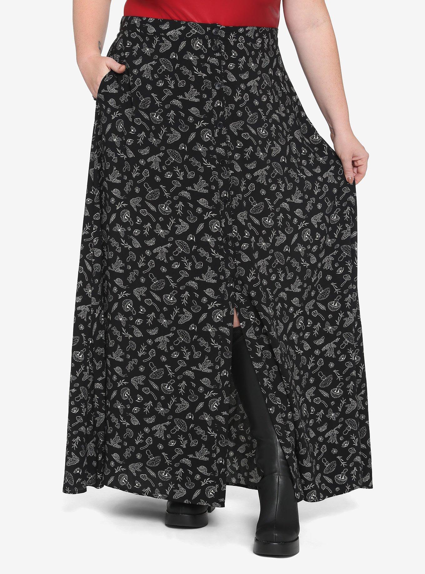 Woodland Button-Up Front Maxi Skirt Plus Size