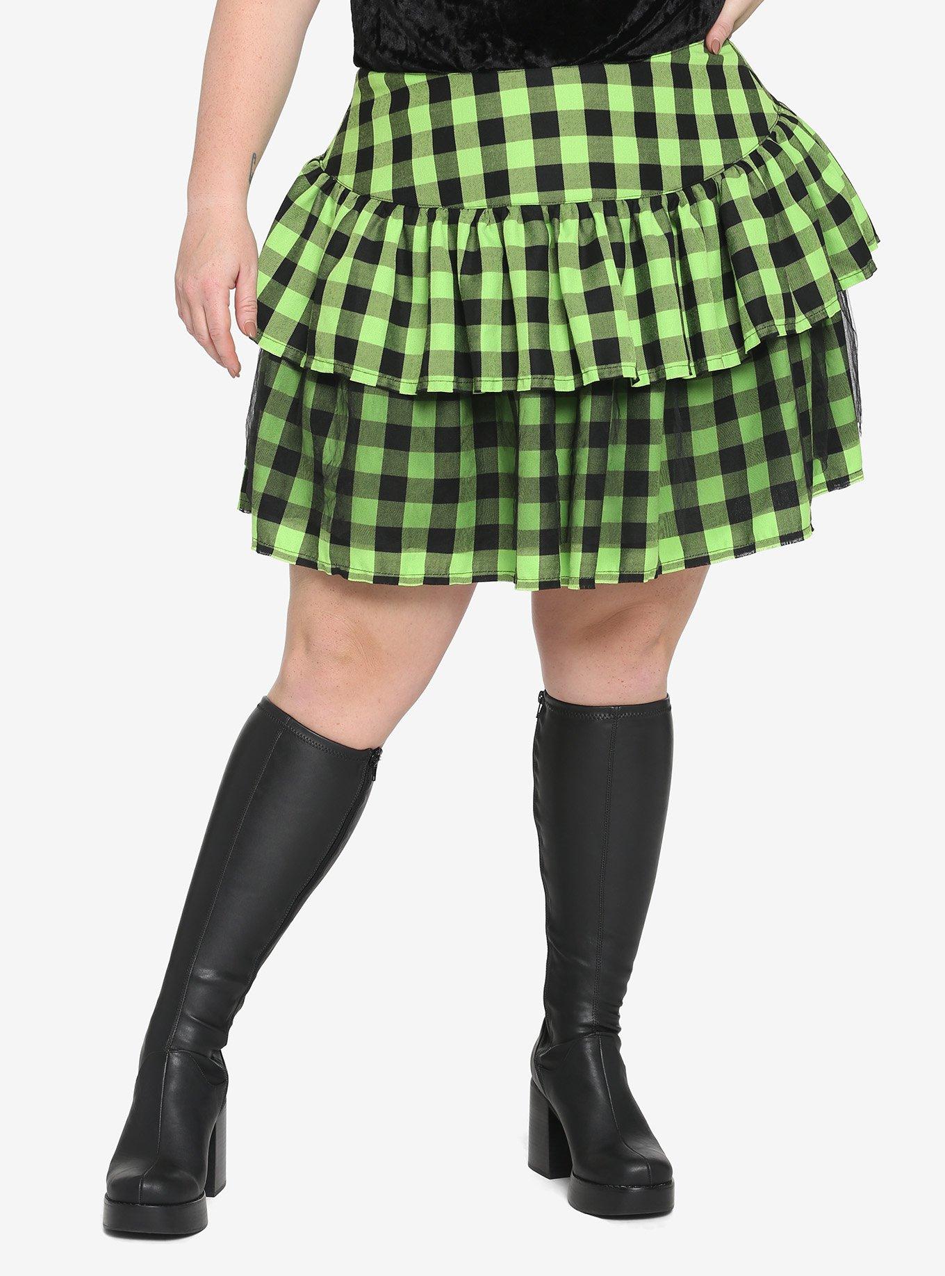 Plus size 2024 buffalo plaid skirt