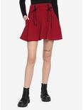 Red & Black Lace-Up Skirt, BURGUNDY, hi-res