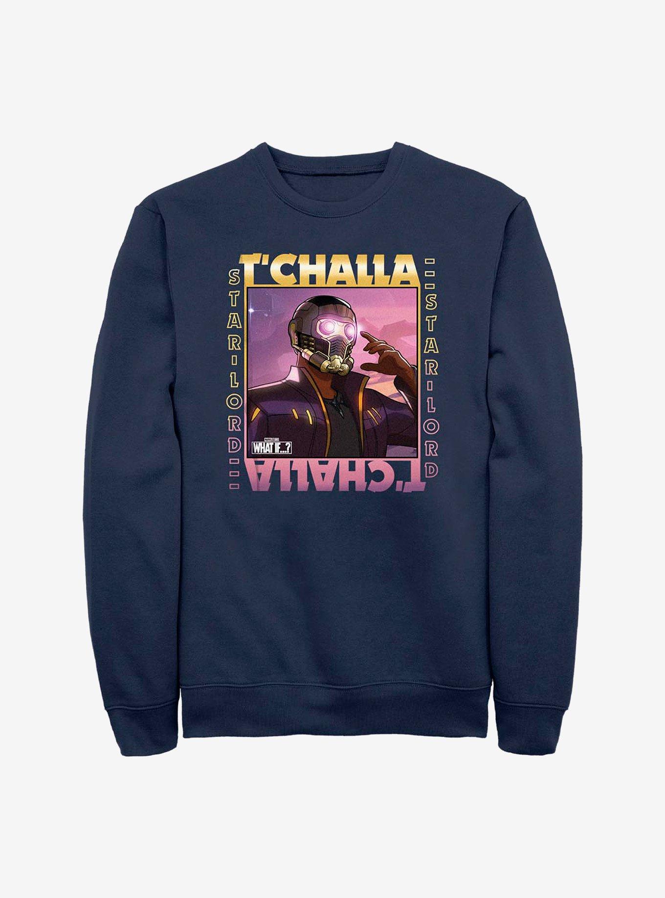 Marvel What If...? T'Challa Was Star-Lord Frame Crew Sweatshirt, NAVY, hi-res