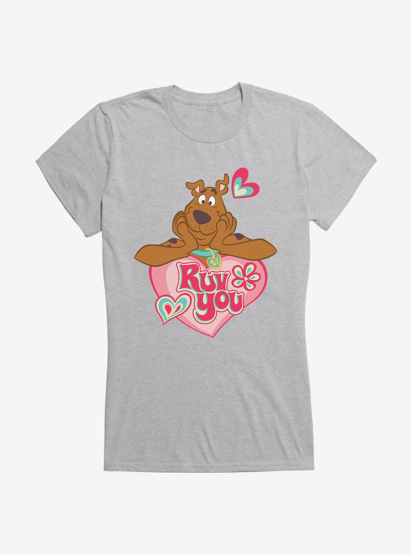 Scooby-Doo Valentines Ruv You Heart Girls T-Shirt, HEATHER, hi-res