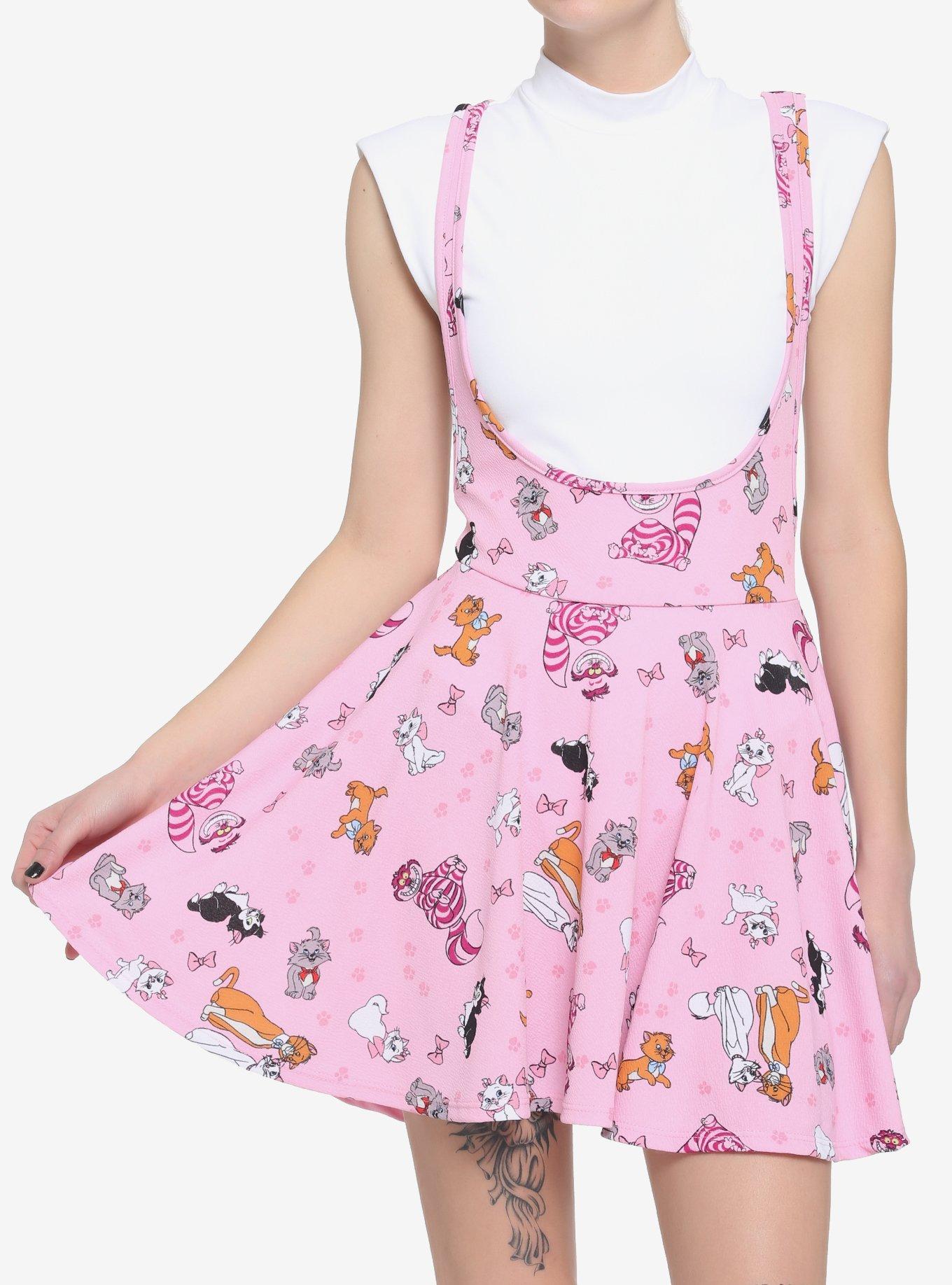 Disney Cats Pink Suspender Skirt, MULTI, hi-res