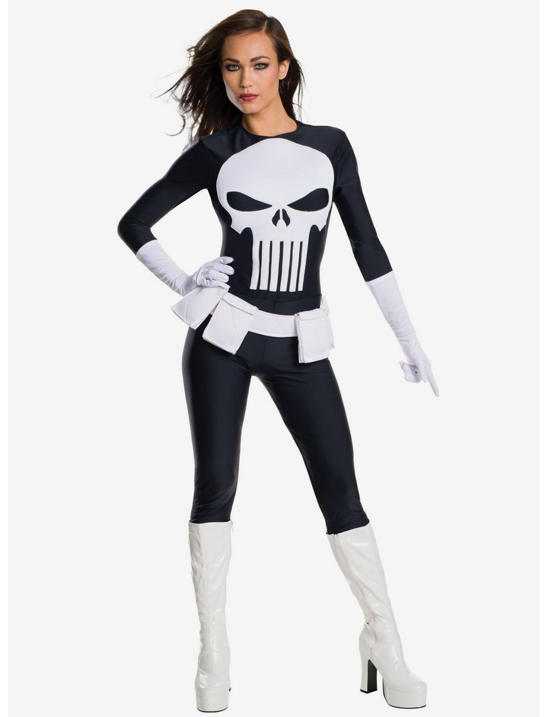 Marvel Punisher Catsuit Costume, BLACK-WHITE, hi-res