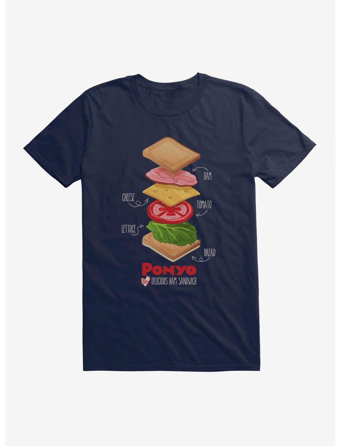 Studio Ghibli Ponyo Deconstructed Ham Sandwich T-Shirt, MIDNIGHT NAVY, hi-res
