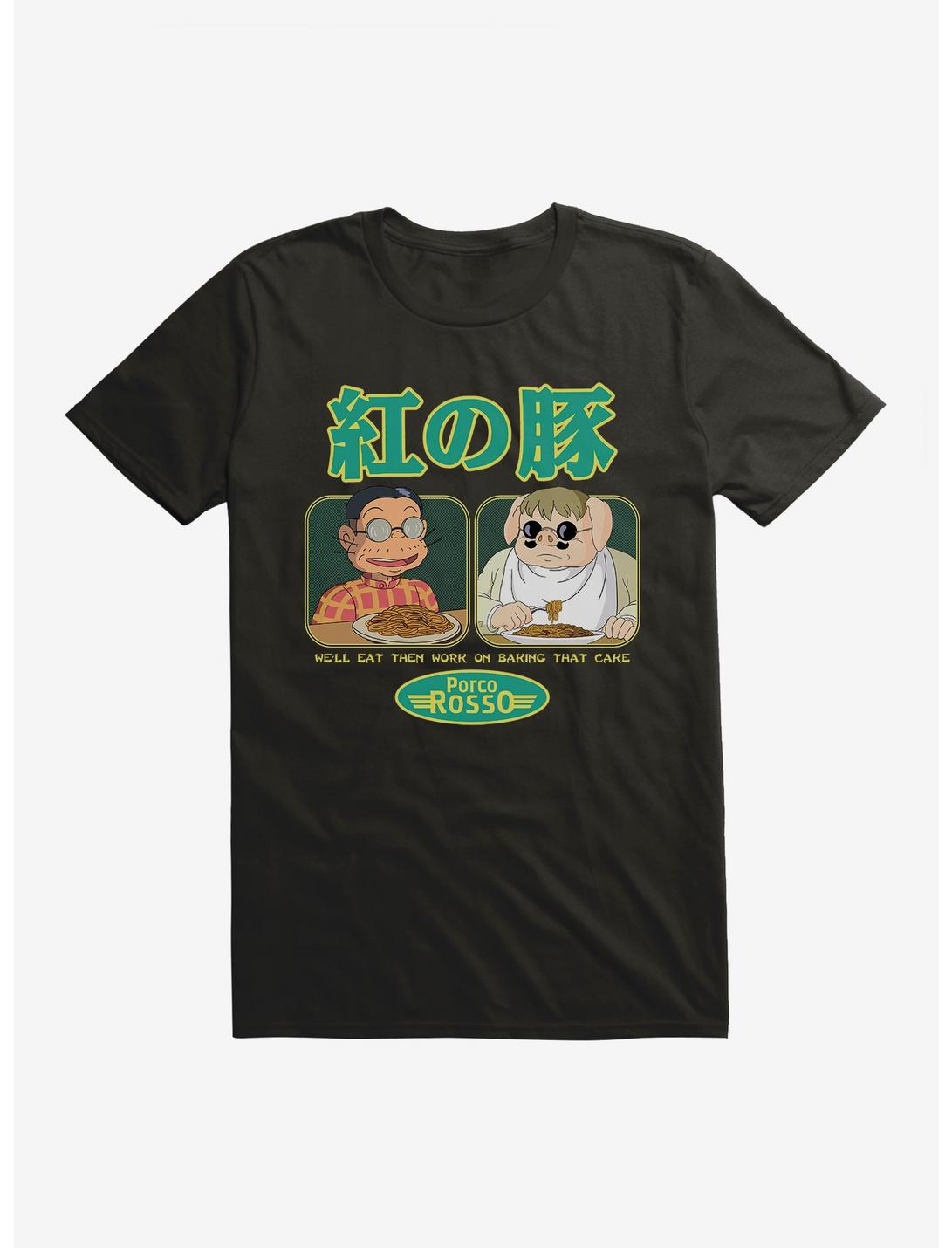 Studio Ghibli Porco Rosso Eat First T-Shirt, BLACK, hi-res