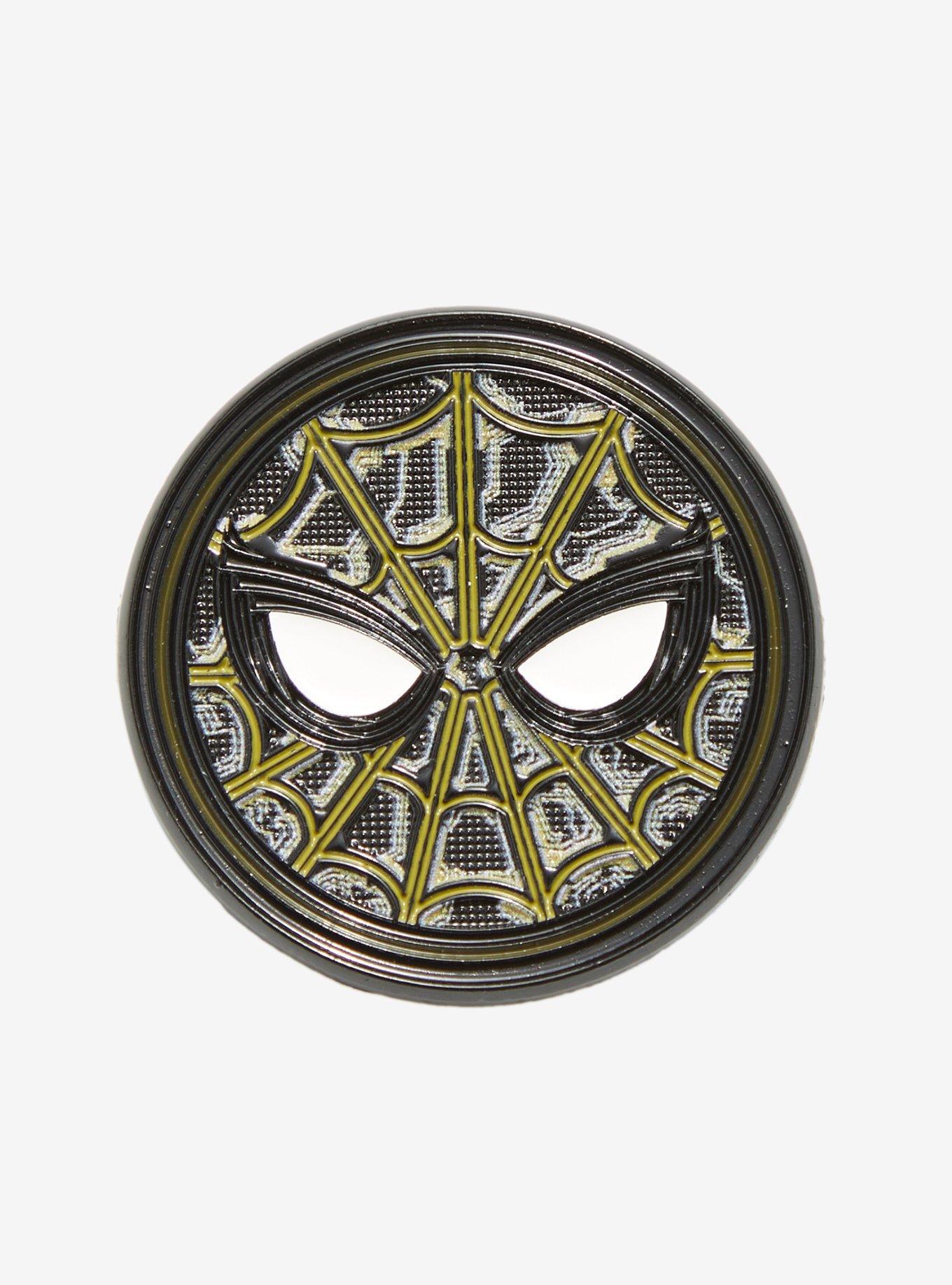 Marvel Spider-Man: No Way Home Black Spider-Man Mask Logo Enamel Pin - BoxLunch Exclusive, , hi-res