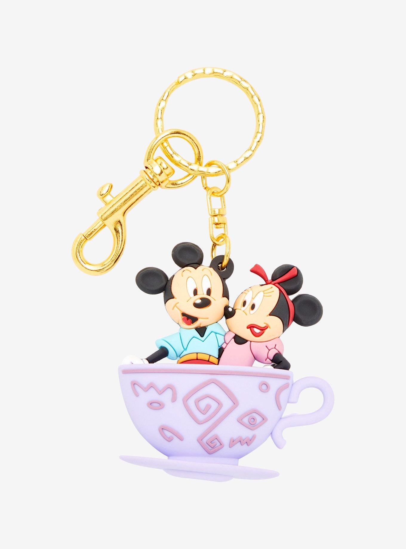 Loungefly Disney Walt Disney World 50th Anniversary Mickey & Minnie Mouse Mad Tea Party 3D Keychain - BoxLunch Exclusive, , hi-res