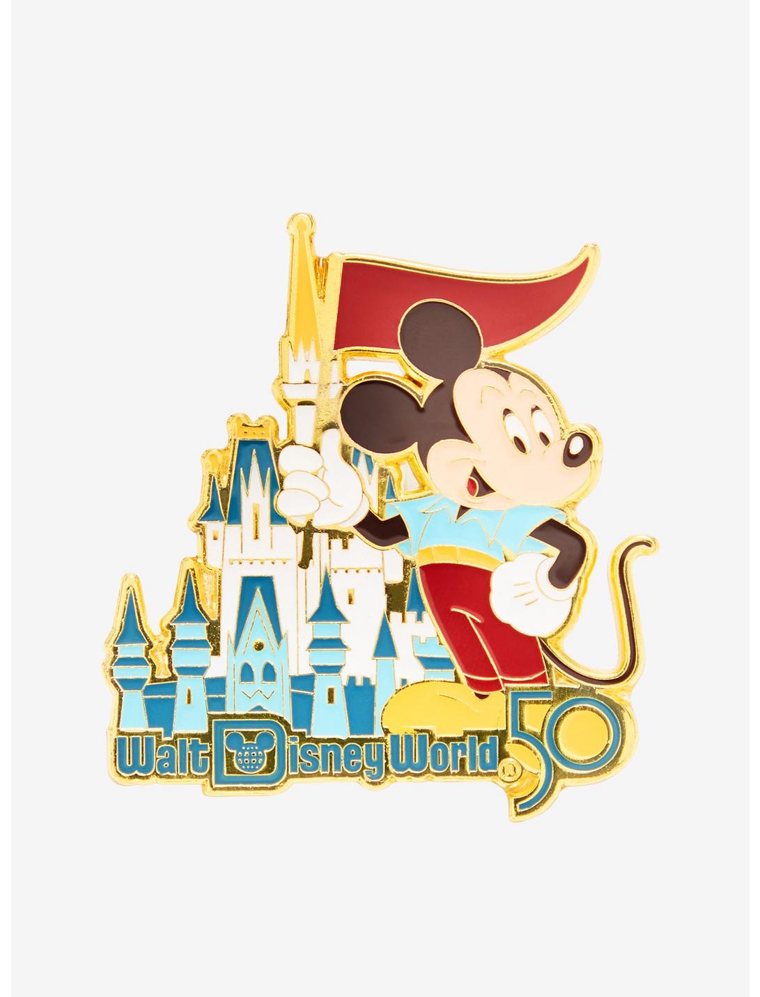 Loungefly Disney Walt Disney World 50th Anniversary Mickey Mouse & Cinderella's Castle Enamel Pin - BoxLunch Exclusive, , hi-res