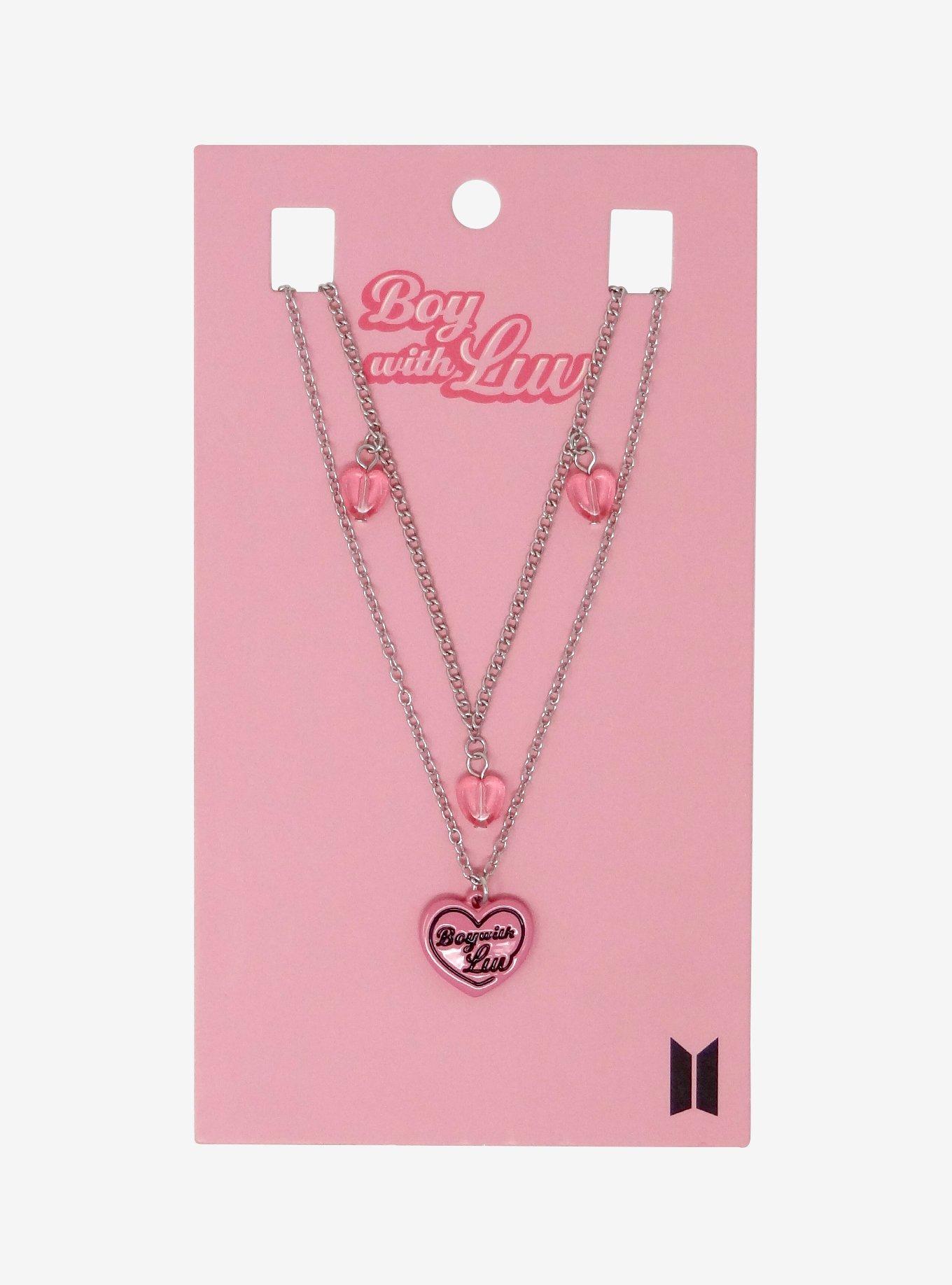 BTS Boy With Luv Heart Necklace Set, , hi-res