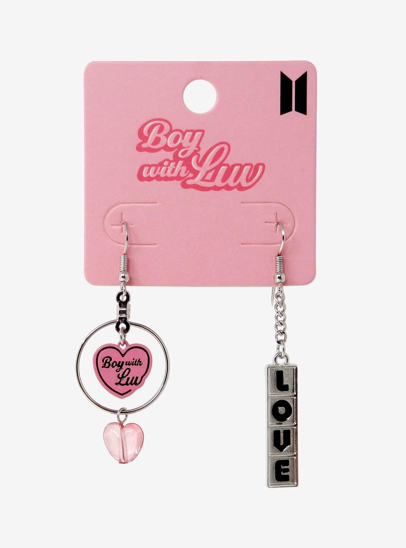 BTS Boy With Luv Mismatch Earring Set, , hi-res