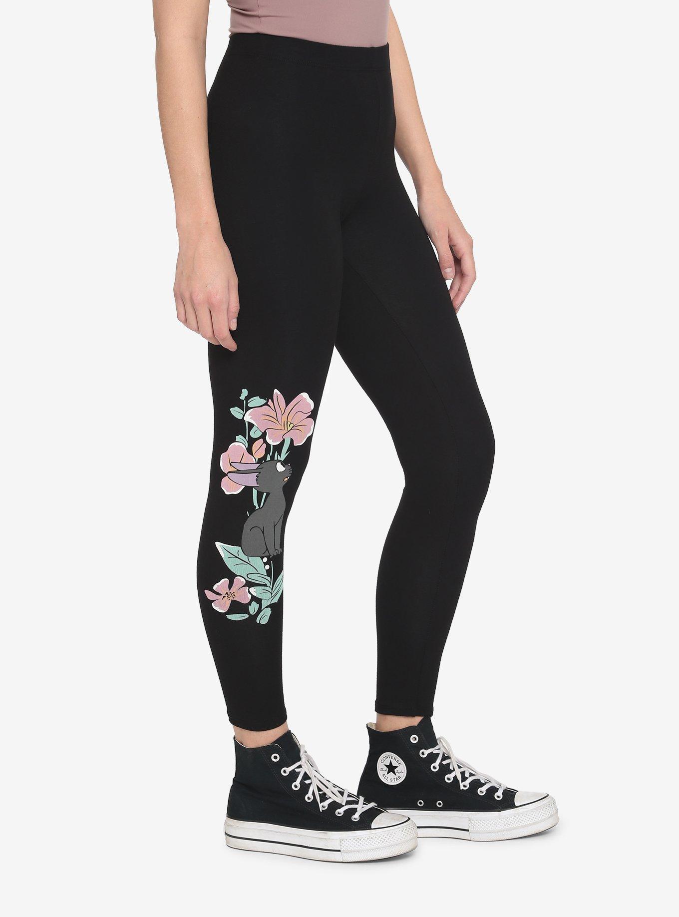 Studio Ghibli Kiki's Delivery Service Jiji Floral Leggings, MULTI, hi-res