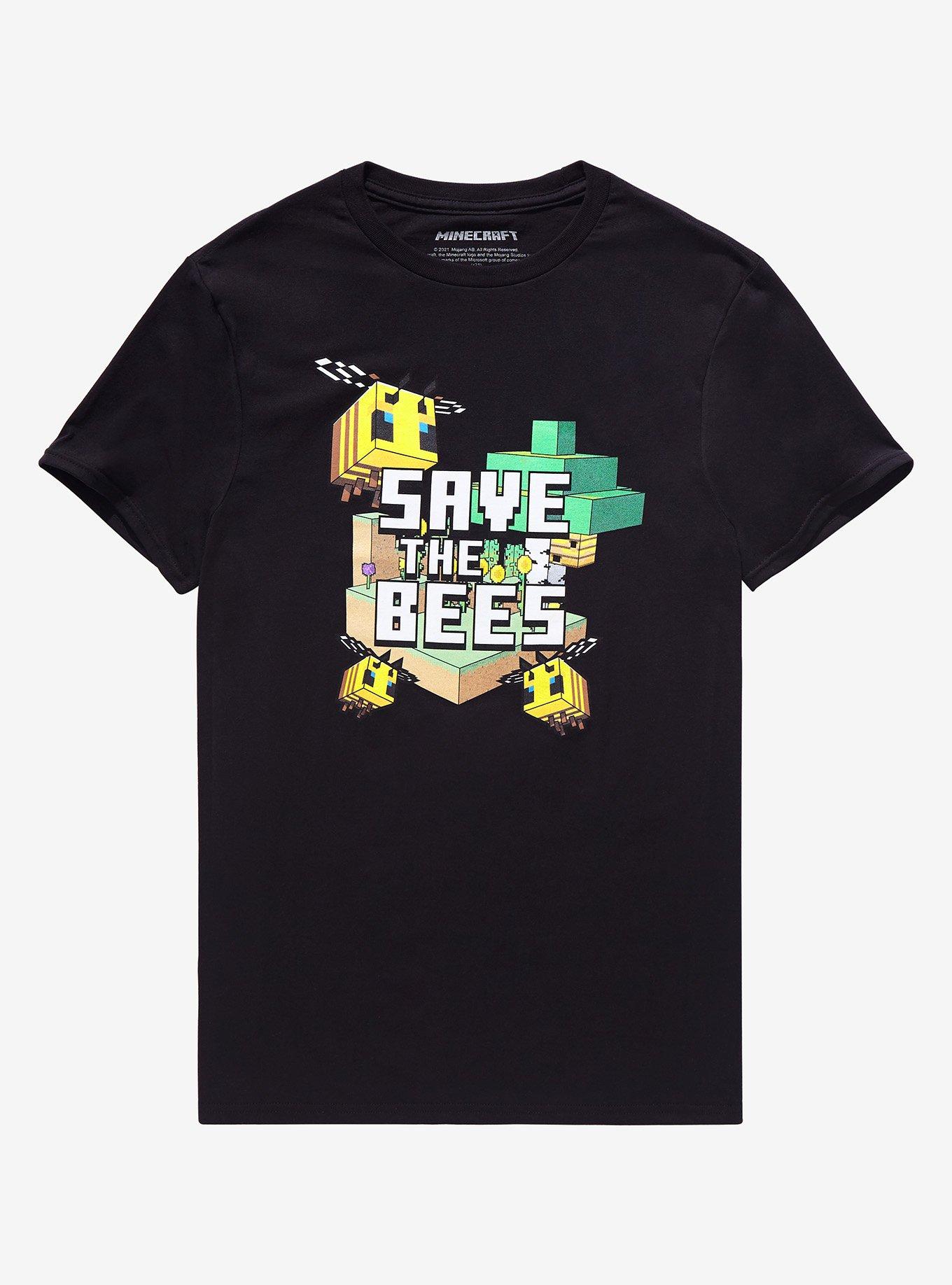 Minecraft Save The Bees T-Shirt, BLACK, hi-res