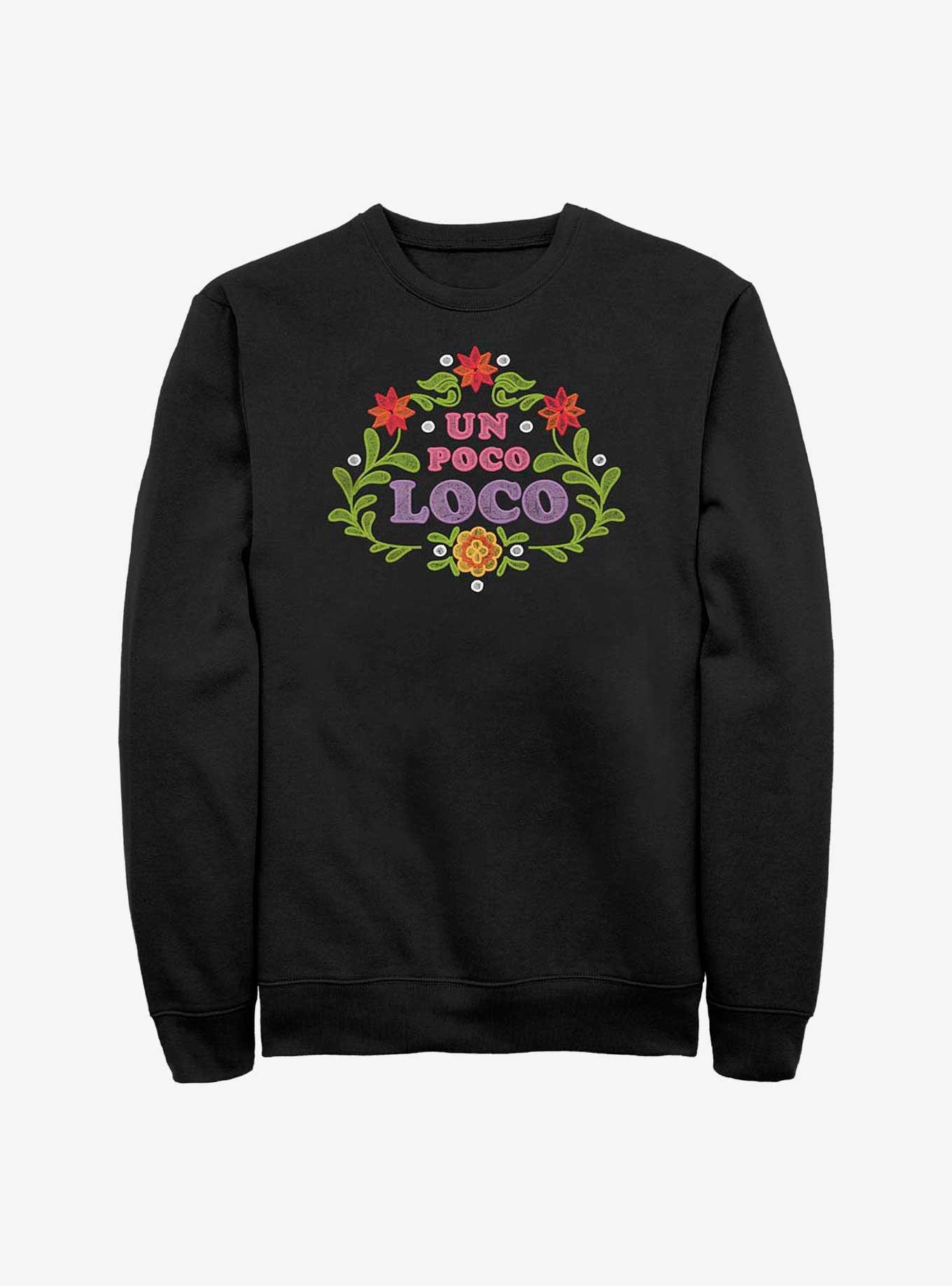 Disney Pixar Coco Un Poco Loco Floral Emb Sweatshirt, BLACK, hi-res