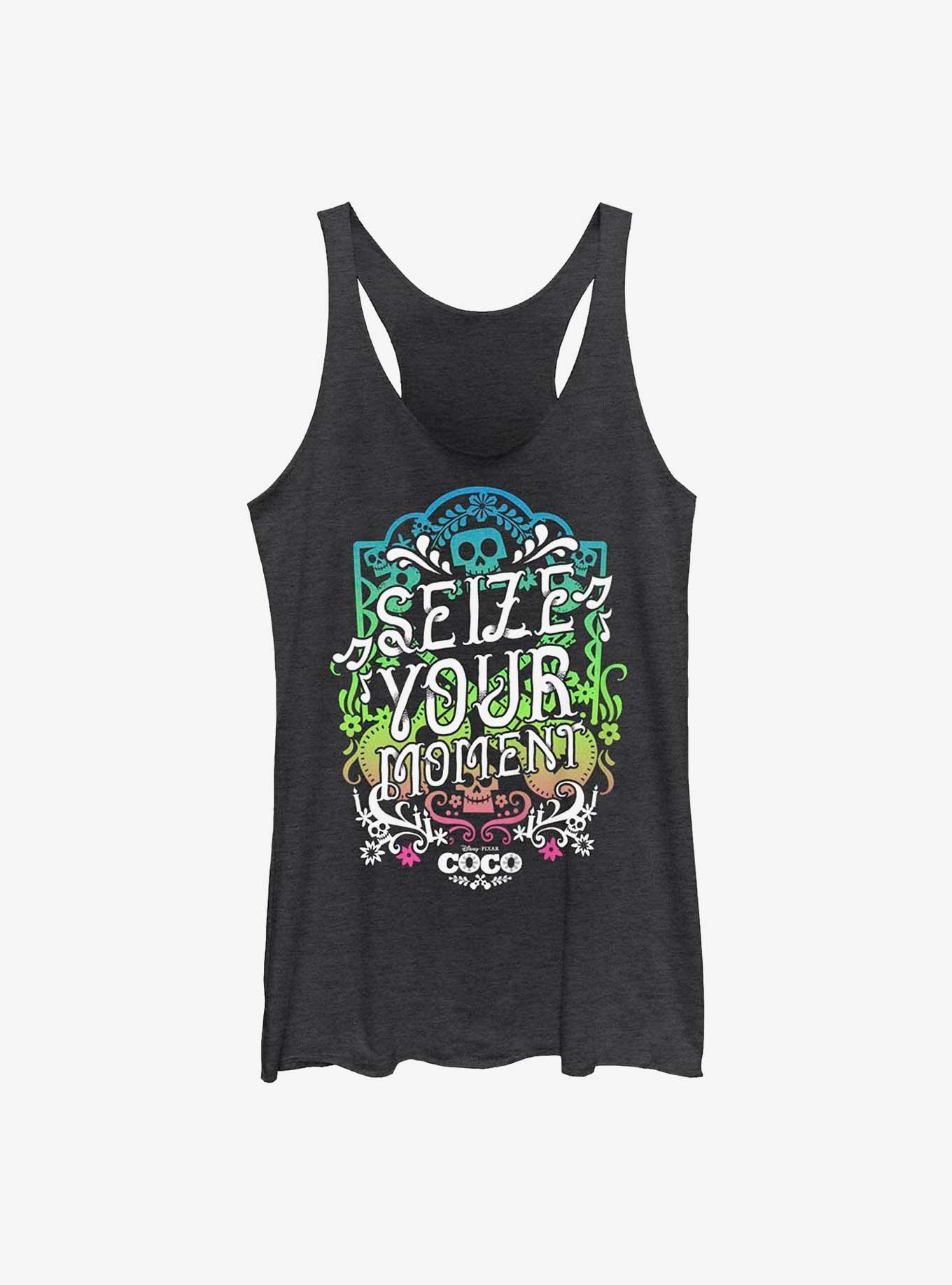 Disney Pixar Coco Seize Your Moment Womens Tank Top, BLK HTR, hi-res