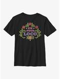 Disney Pixar Coco Un Poco Loco Floral Emb Youth T-Shirt, BLACK, hi-res