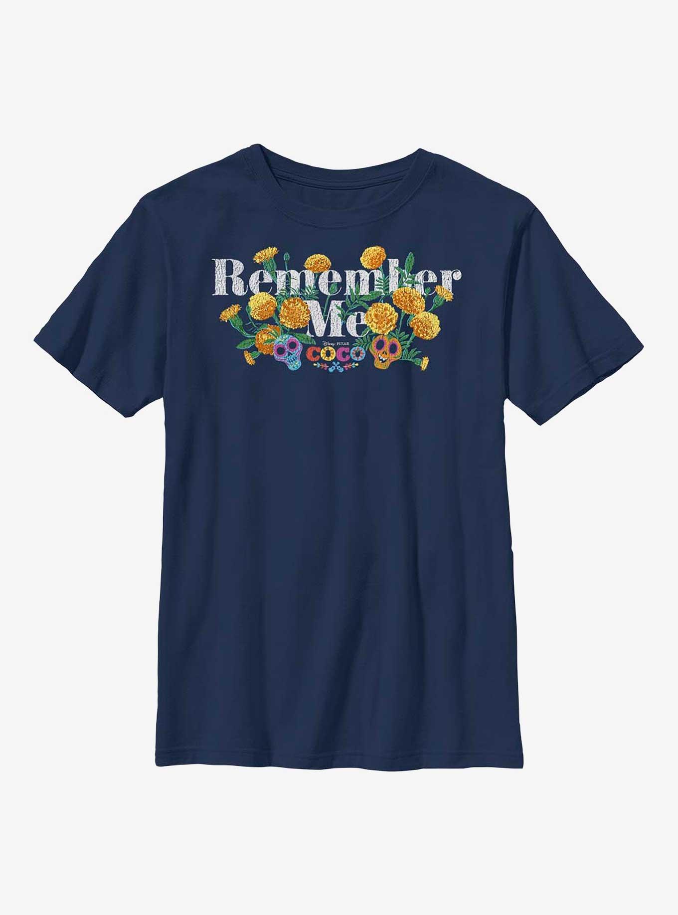 Disney Pixar Coco Remember Marigolds Youth T-Shirt, NAVY, hi-res