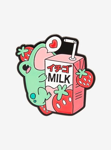 Cute Strawberry Milk Frog Frog Pin | Redbubble