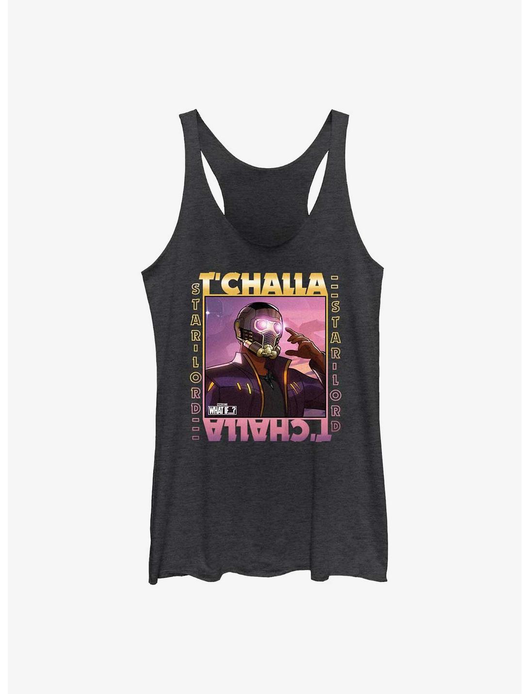 Marvel What If...? T'Challa Star-Lord Womens Tank Top, BLK HTR, hi-res