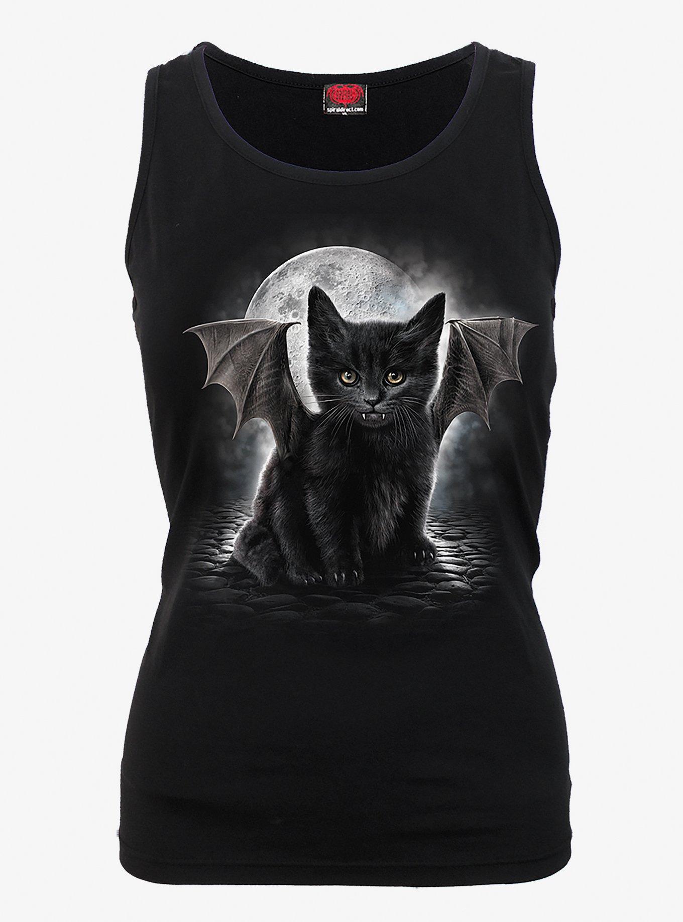 Bat Cat Racerback Tank, BLACK, hi-res