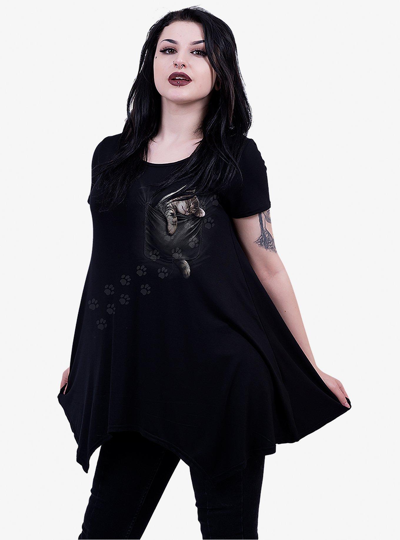Pocket Kitten Handkerchief Tunic Top, , hi-res