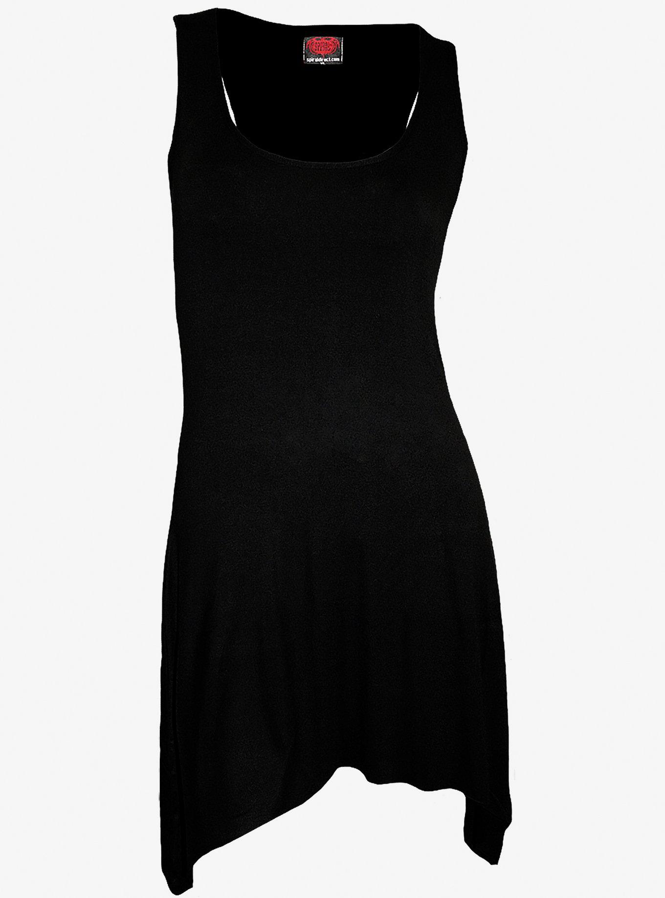 Black Handkerchief Sleeveless Tunic Top, BLACK, hi-res