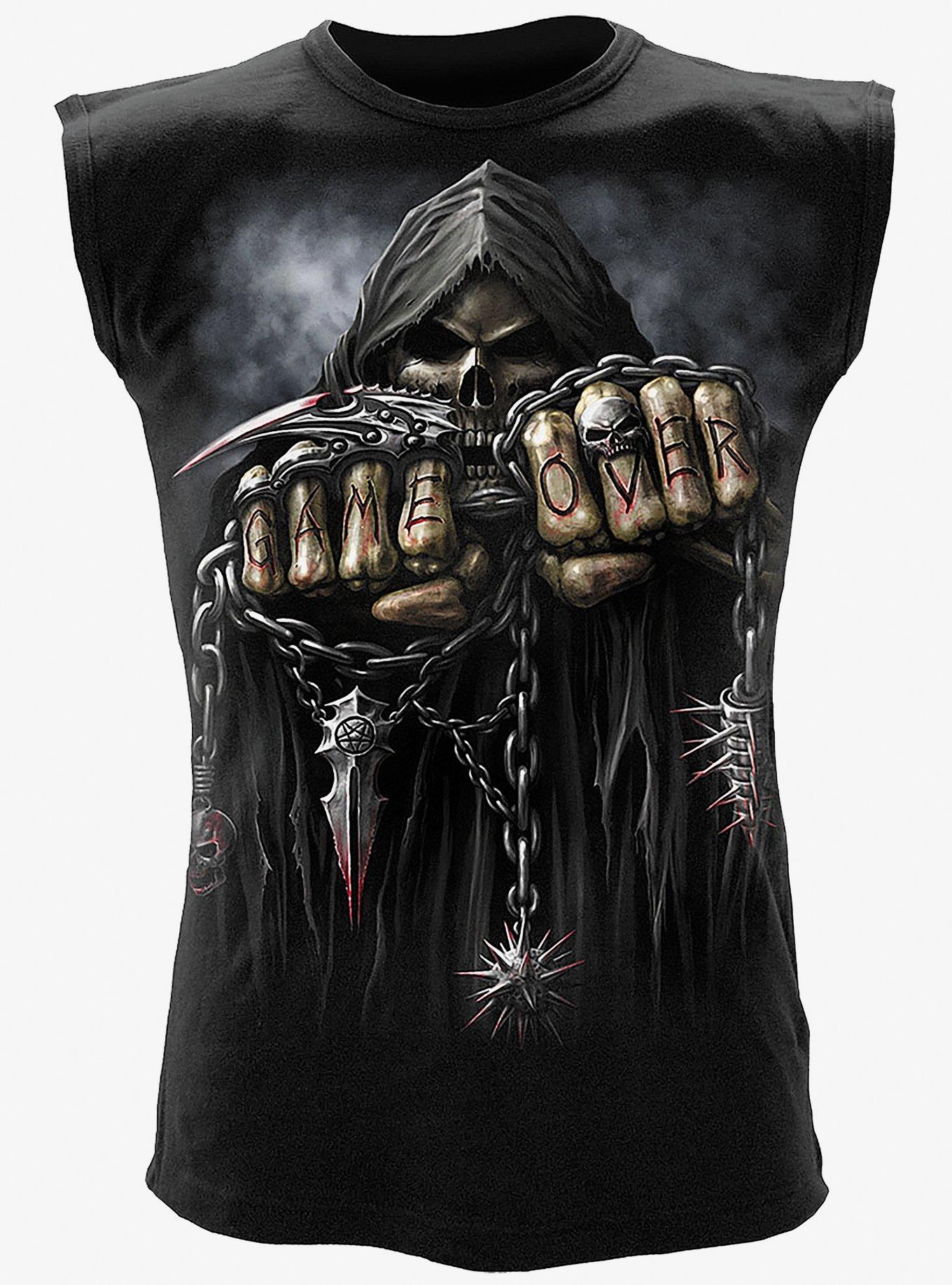 Game Over Sleeveless T-Shirt, BLACK, hi-res