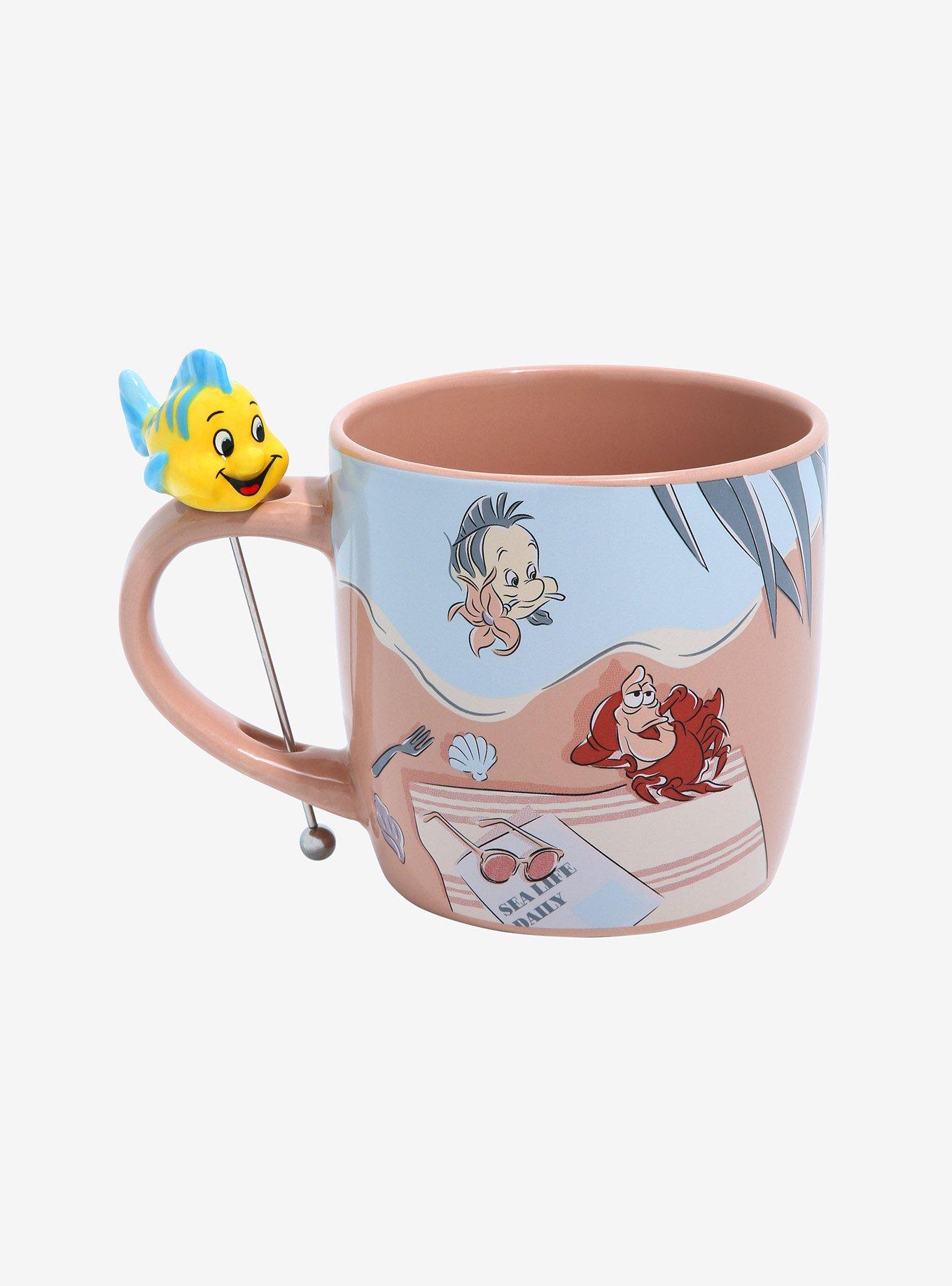 Little Mermaid Ariel & Flounder Mug Cup Cute Disney Store Japan –