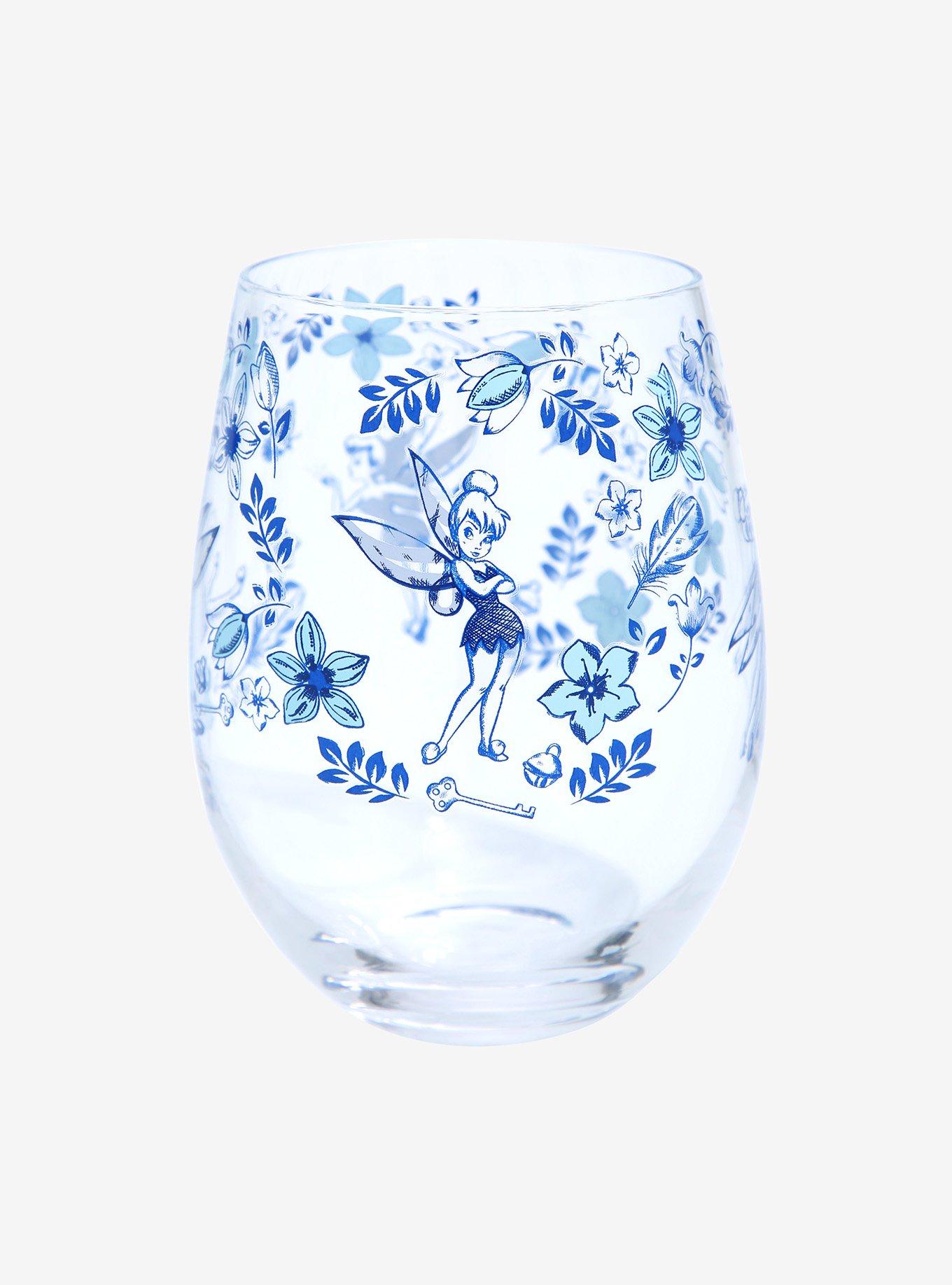 Disney Peter Pan Tinker Bell Floral Pose Wine Glass, , hi-res
