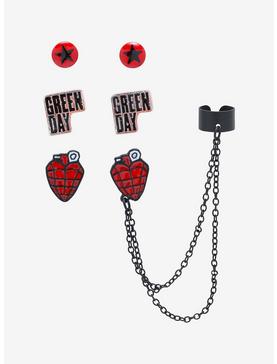 Green Day Heart Grenade Earring Set, , hi-res