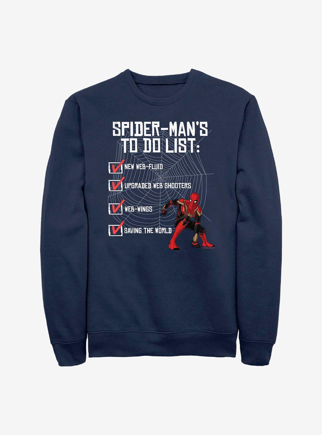 Marvel Spider-Man Spider-Man To Do ListCrew Sweatshirt, NAVY, hi-res