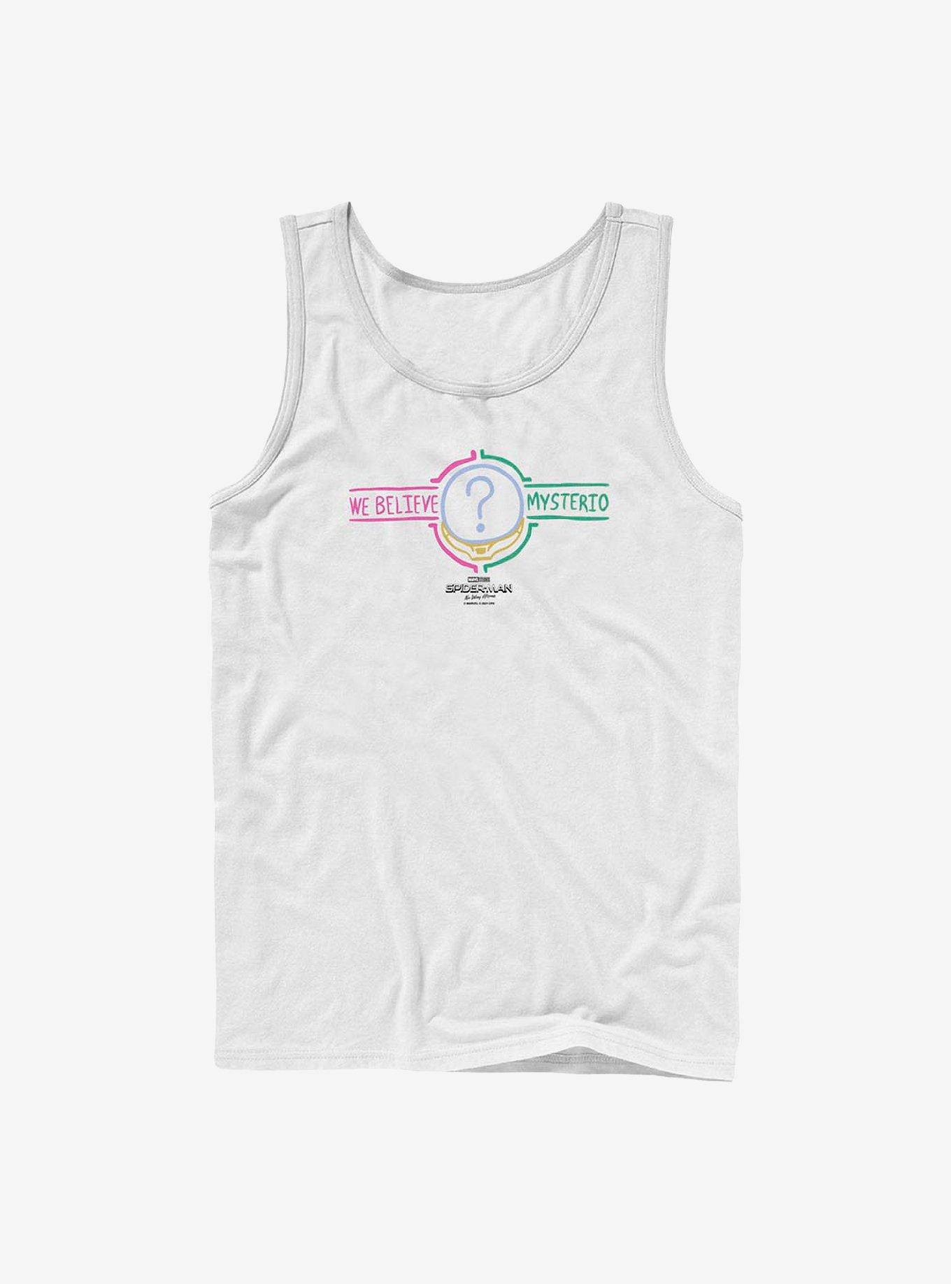 Marvel Spider-Man We Believe Mysterio Text Tank, WHITE, hi-res