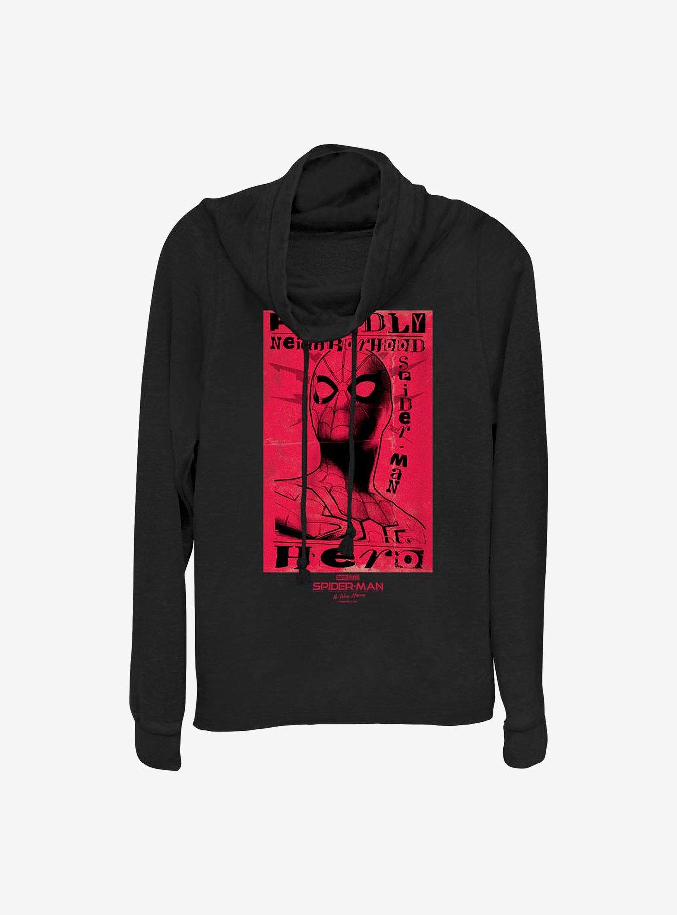 Marvel Spider-Man Friendly Hero Cowlneck Long-Sleeve Girls Top, BLACK, hi-res